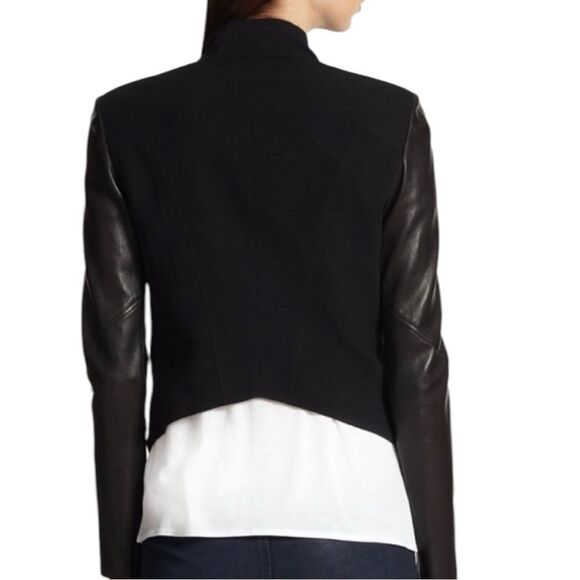 Helmut Lang | Lamb Leather and Wool Eon Biker Jacket - Picture 2 of 12